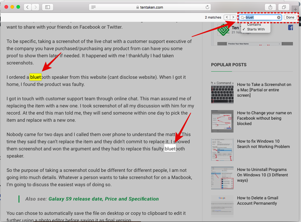 How to search for a word on a web page mac safari mac